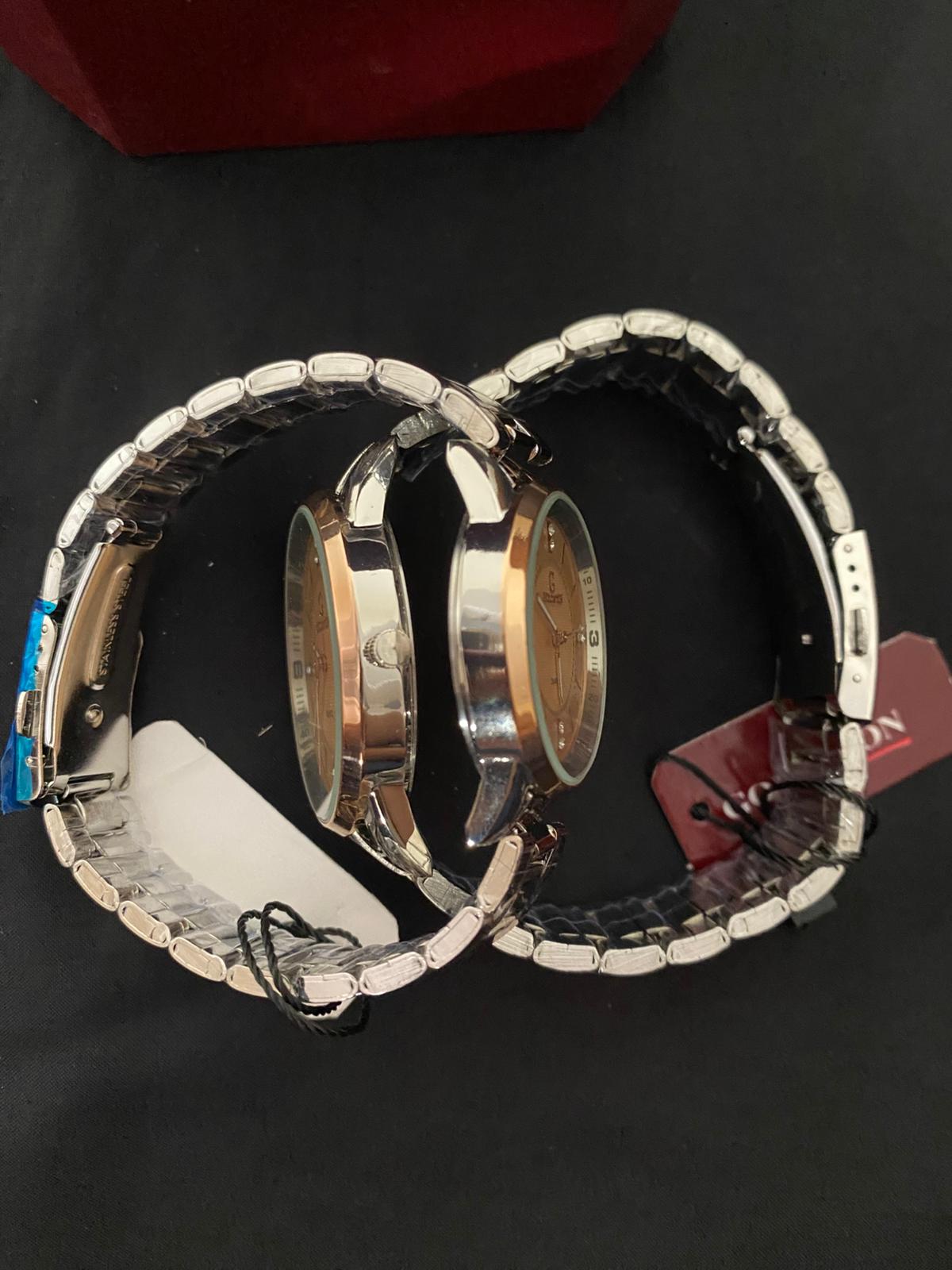 Goldston Couple Watch Set – Rose Gold & Silver Quartz Watches