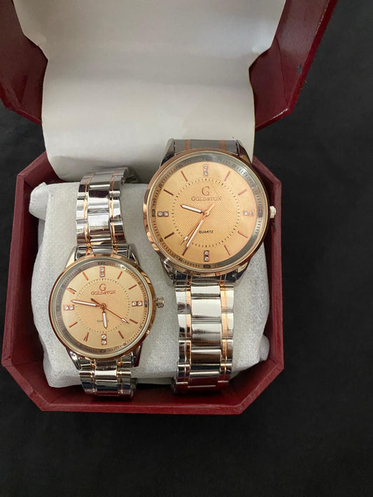 Goldston Couple Watch Set – Rose Gold & Silver Quartz Watches
