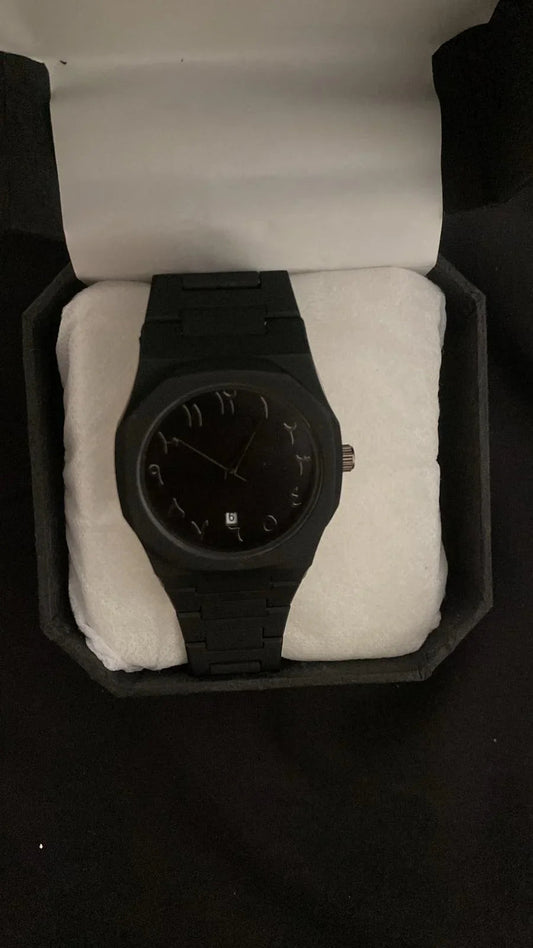 Black Arabic Aura Watch (with Date Option) - My Store