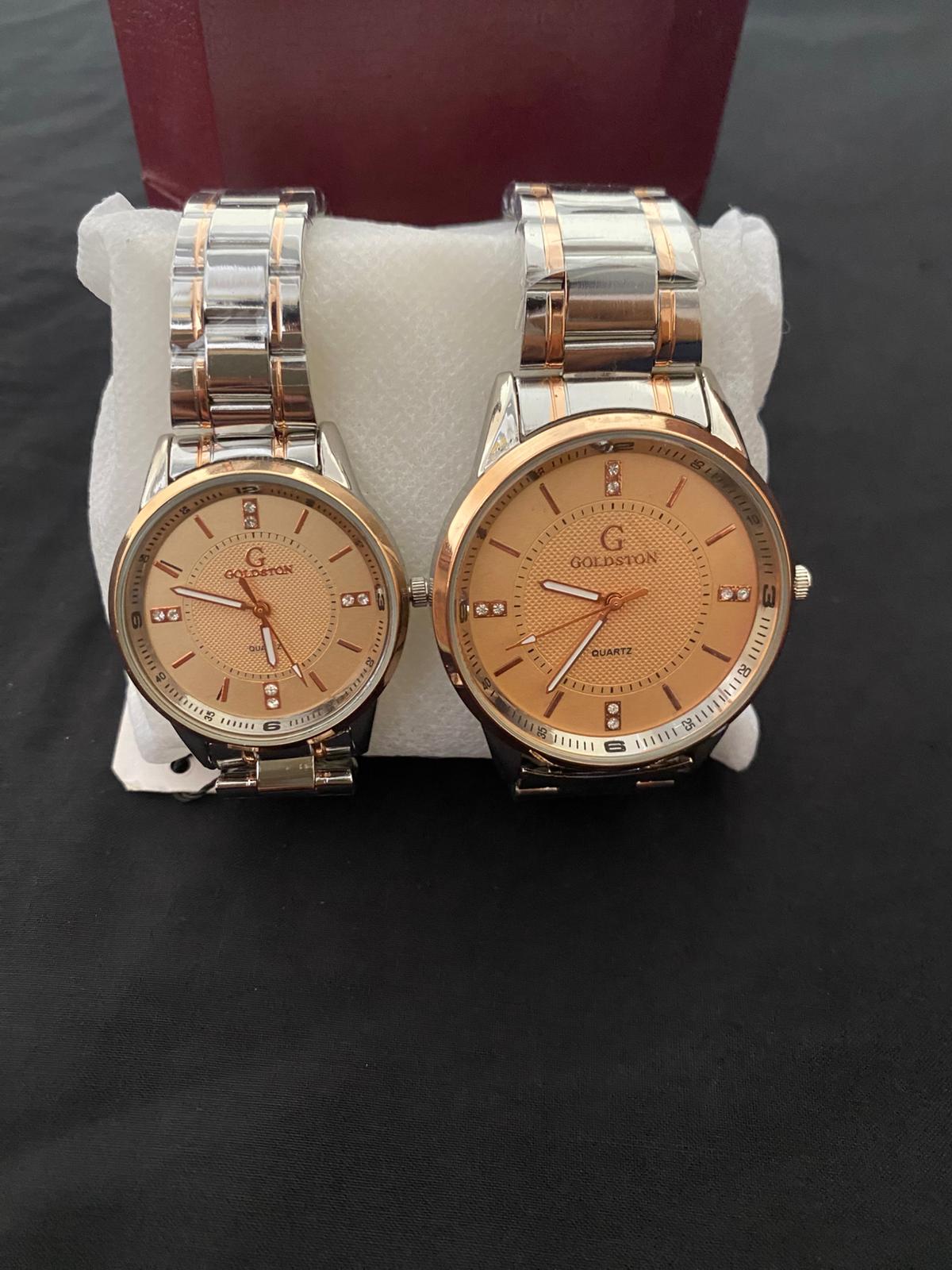 Goldston Couple Watch Set – Rose Gold & Silver Quartz Watches