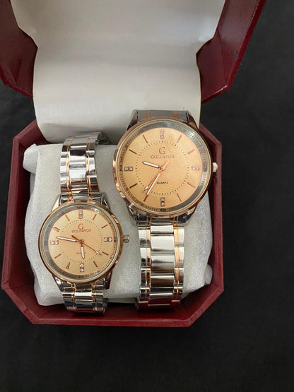 Goldston Couple Watch Set – Rose Gold & Silver Quartz Watches