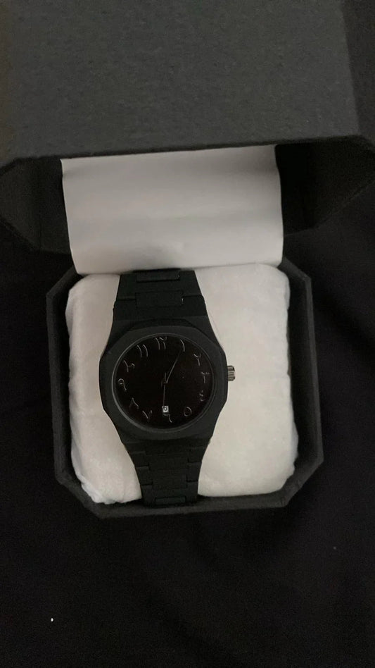 Black Arabic Aura Watch (with Date Option) - My Store