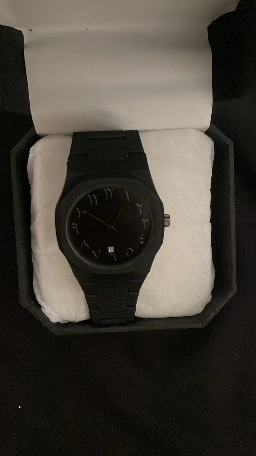 Black Arabic Aura Watch (with Date Option) - My Store